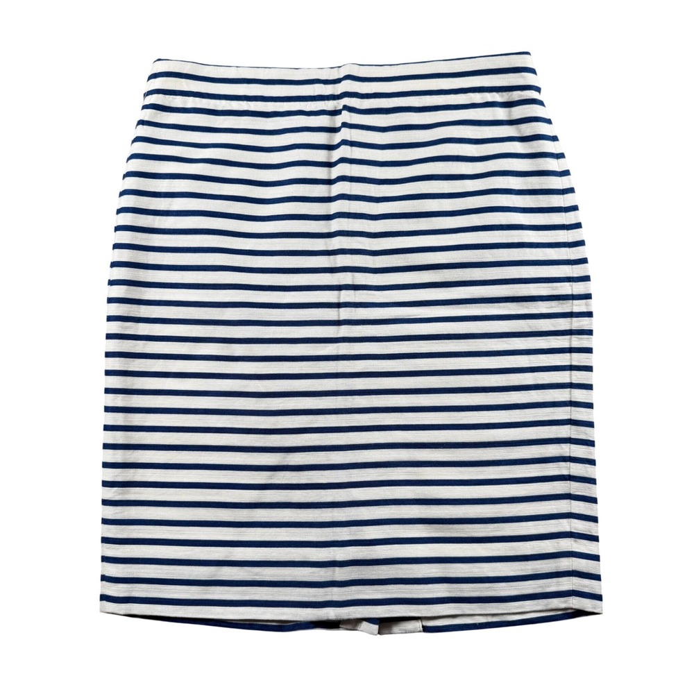 J.Crew Striped Pencil Skirt Size 8 Nautical Career Lined navy preppy workwear